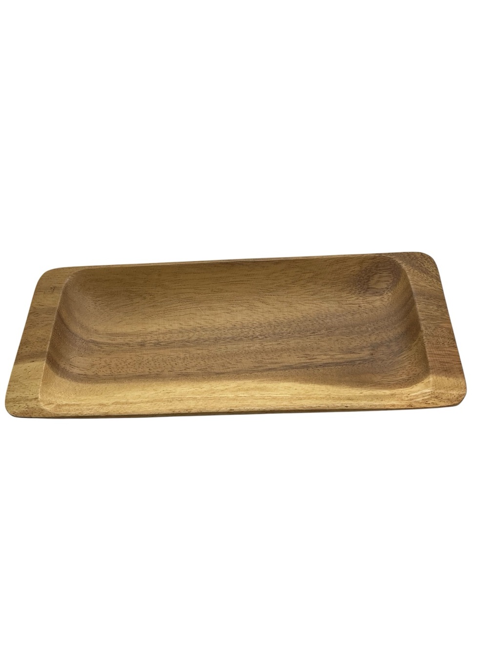 Unmarked Small Wooden Trinket Tray Keys Jewelry MCM Elegant Acacia?